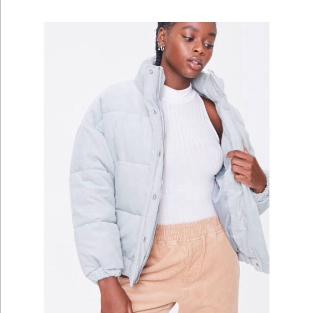Blue Puffer Corduroy Jacket